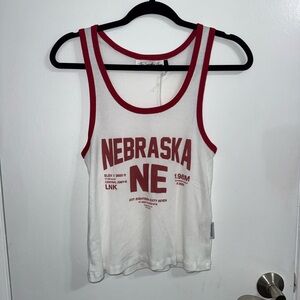 The Laundry Room Nebraska Ne Red & White Ribbed Tank Top NWT Size XL